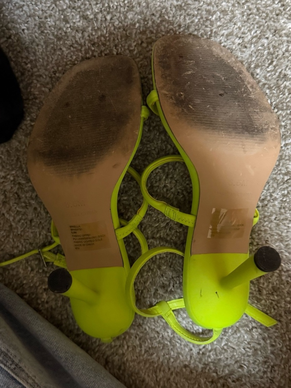 Steve Madden Briella Neon Lime Strappy High Heel Sandals - Picture 3 of 4